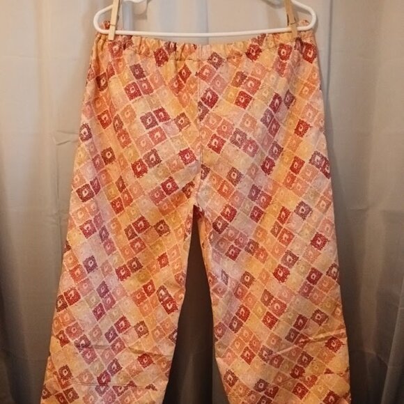 New Cropped Pants womens XL Peach Pink geometric print Elastic waist Side pocket - Picture 6 of 7